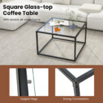 Modern Glass Coffee Table with Metal Frame for Compact Spaces