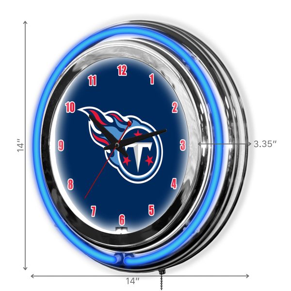 Tennessee Titans 14 Inch Neon Chrome Clock NFL Licensed 1