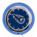 Tennessee Titans 14 Inch Neon Chrome Clock NFL Licensed