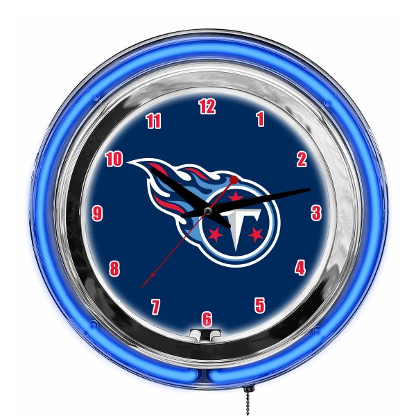 Tennessee Titans 14 Inch Neon Chrome Clock NFL Licensed 3