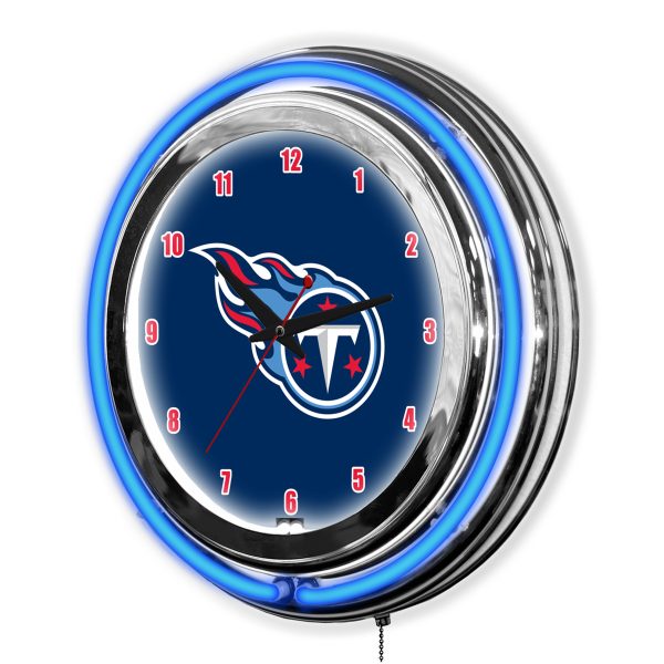 Tennessee Titans 14 Inch Neon Chrome Clock NFL Licensed