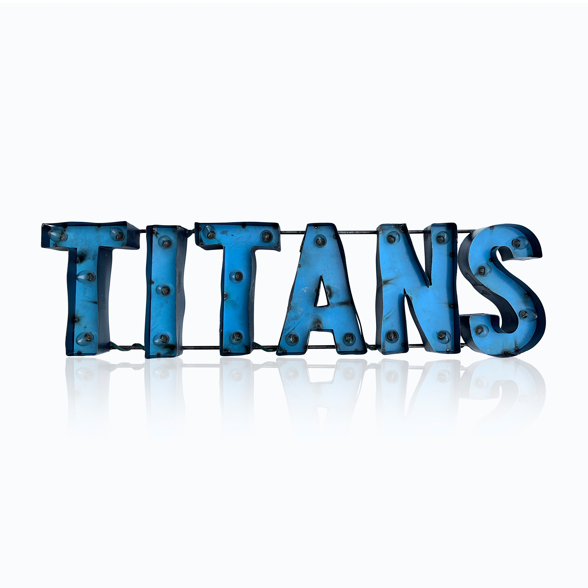 Tennessee Titans Lighted Recycled Metal Wordmark Logo NFL Sign 3 Tennessee Titans Lighted Recycled Metal Wordmark Logo NFL Sign - Image 3