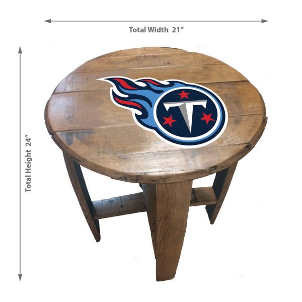 Tennessee Titans NFL Oak Whiskey Barrel Side Table 1