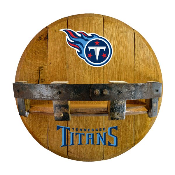 Tennessee Titans Oak Whiskey Barrel Bar Shelf 2