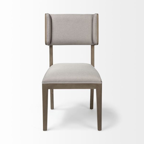 Tenton II Grey Fabric Seat Brown Wood Frame Dining Chair 1