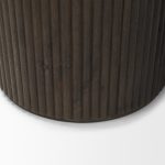 Terra 18L x 18W x 22H Dark Brown Wood Fluted Round Side Table