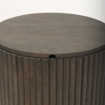 Terra 18L x 18W x 22H Dark Brown Wood Fluted Round Side Table