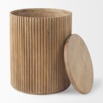 Terra 18L x 18W x 22H Light Brown Wood Fluted Round Side Table