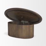 Terra 48L x 28W x 15H Dark Brown Wood Oval Fluted Coffee Table