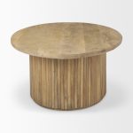 Terra 48L x 28W x 15H Light Brown Wood Oval Fluted Coffee Table