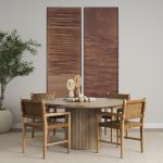 Terra 60L x 60W x 30H Light Brown Wood Round Fluted Dining Table