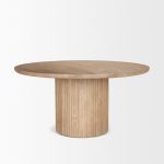 Terra 60L x 60W x 30H Light Brown Wood Round Fluted Dining Table