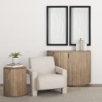 Terra Fluted Light Brown Wood 2-Door Accent Cabinet