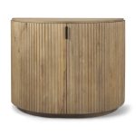 Terra Fluted Light Brown Wood 2-Door Accent Cabinet