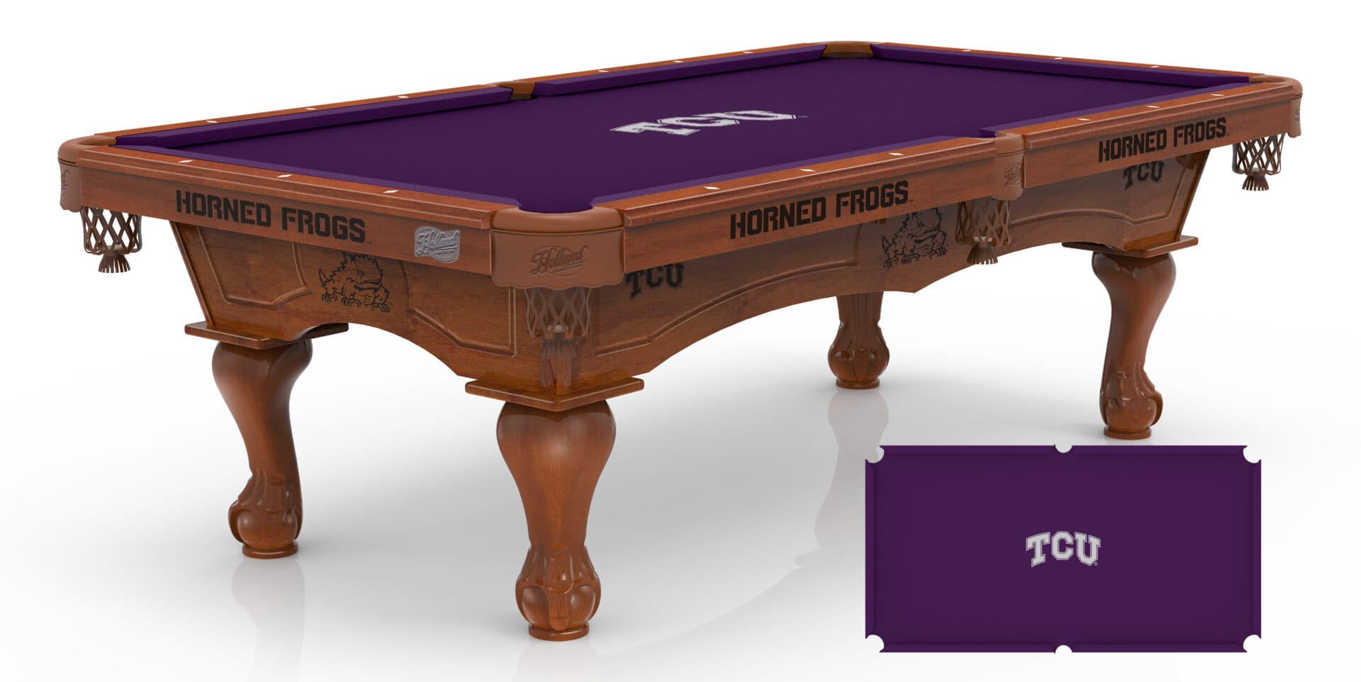 Texas Christian University Pool Table with Chardonnay Finish and Claw Leg 1 Texas Christian University Pool Table with Chardonnay Finish and Claw Leg