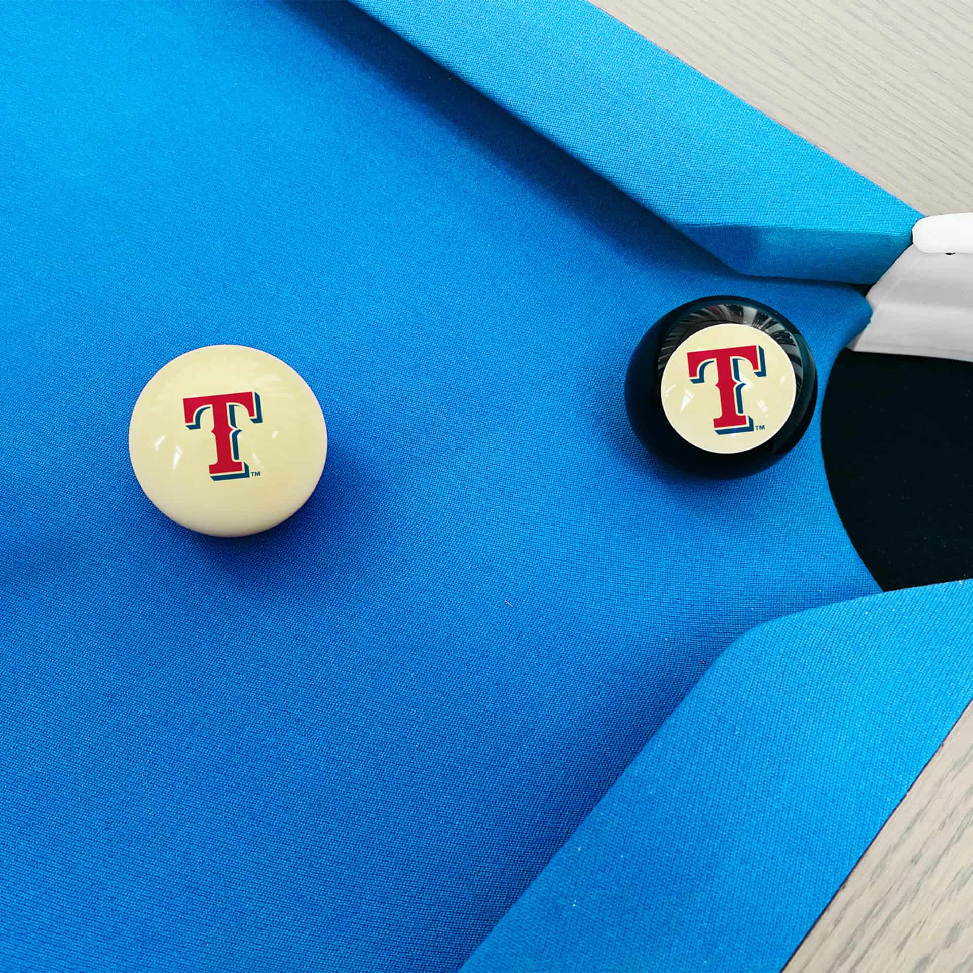 Texas Rangers MLB Logo Cue Ball and 8 Ball 2 Texas Rangers MLB Logo Cue Ball and 8 Ball - Image 2