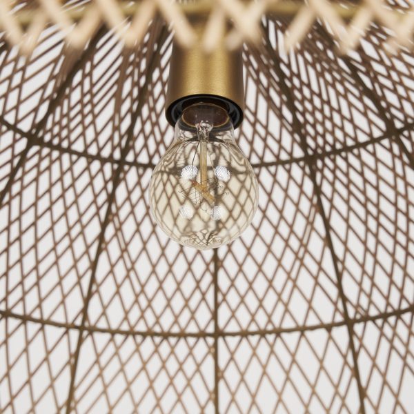 Thad 1 Light Natural Woven Rattan Dome Pendant 7