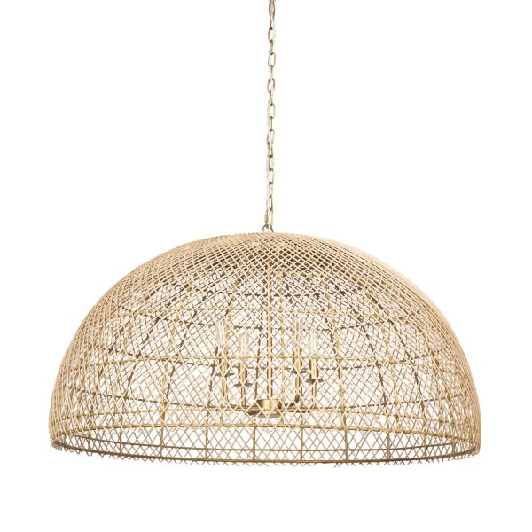 Thad 4 Light Natural Woven Rattan Dome Chandelier