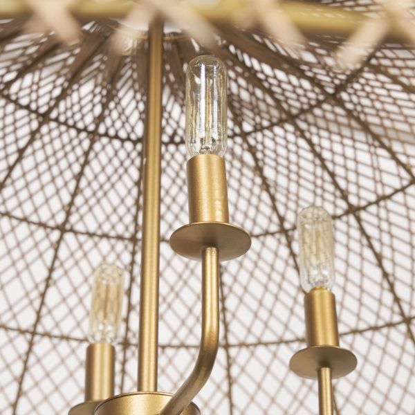 Thad 4 Light Natural Woven Rattan Dome Chandelier 7