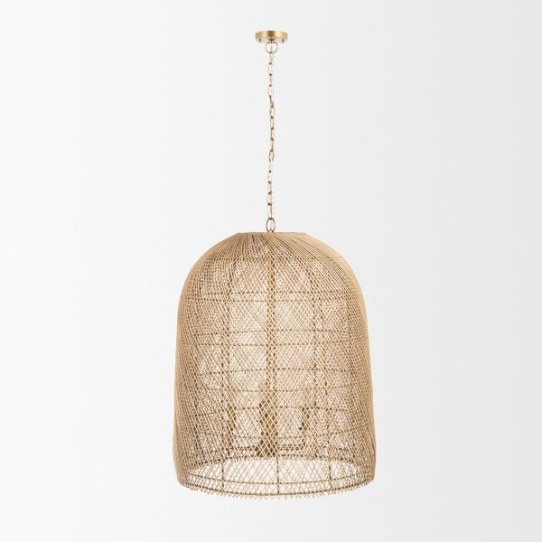 Thad 4 Light Natural Woven Rattan Foyer Chandelier 2