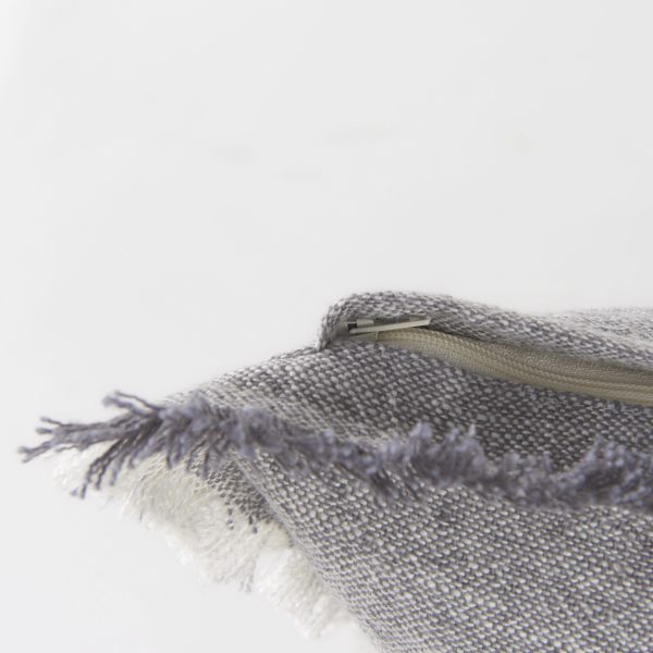 Thais 13L x 21W Gray Fabric Fringed Decorative Pillow Cover 11