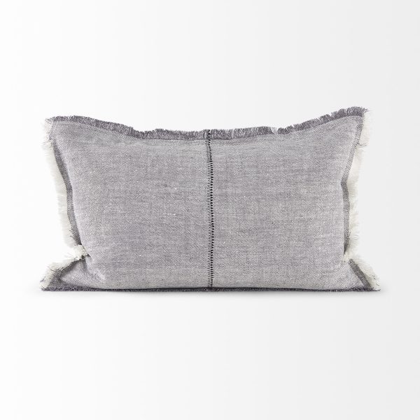 Thais 13L x 21W Gray Fabric Fringed Decorative Pillow Cover 5