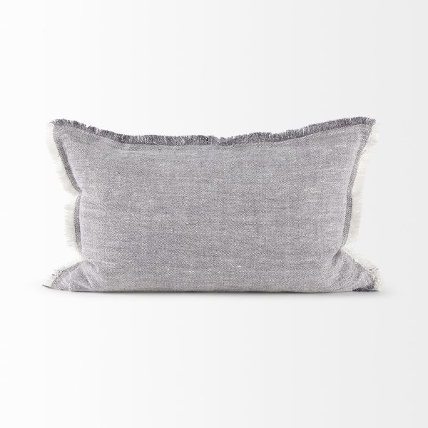Thais 13L x 21W Gray Fabric Fringed Decorative Pillow Cover 7