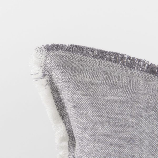 Thais 13L x 21W Gray Fabric Fringed Decorative Pillow Cover 9
