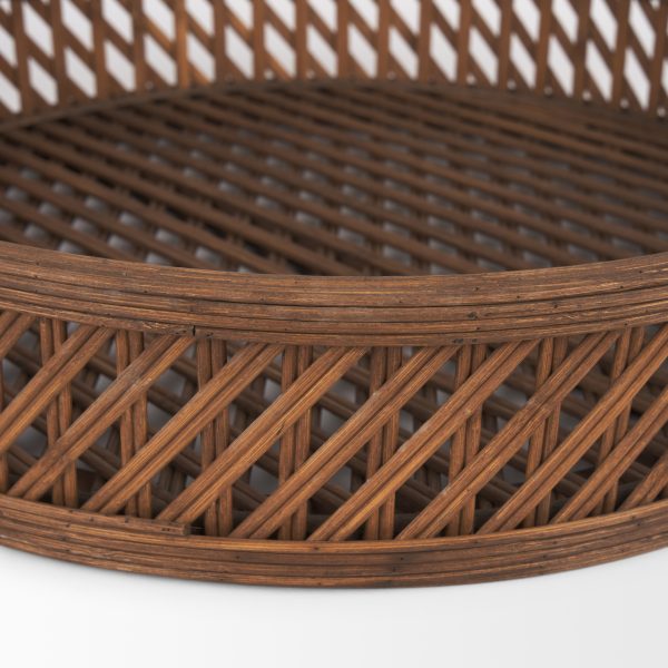Thala Medium Brown Round Wicker Tray Set of 2 5