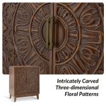 Thea Walnut Carved Floral Solid Wood Accent Cabinet 8 Thea Walnut Carved Floral Solid Wood Accent Cabinet