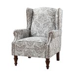 Theodor Beige Floral Wingback Nailhead Accent Chair 7 Theodor Beige Floral Wingback Nailhead Accent Chair