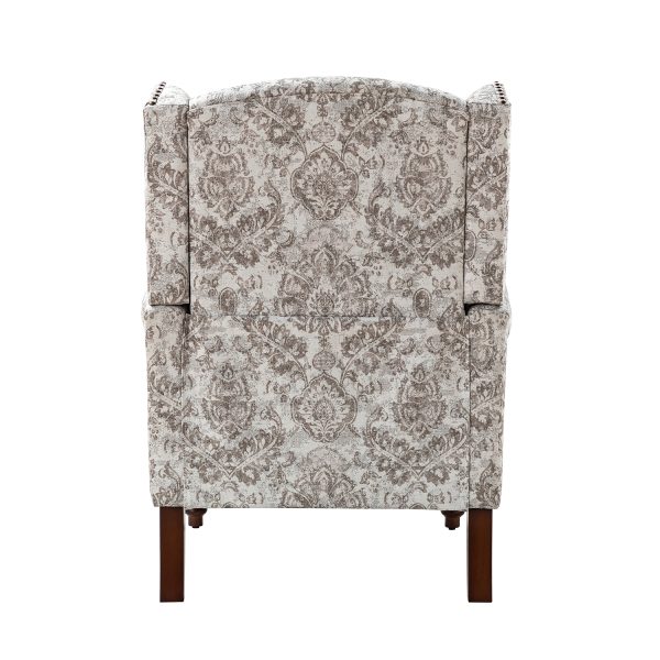 Theodor Beige Floral Wingback Nailhead Accent Chair 3