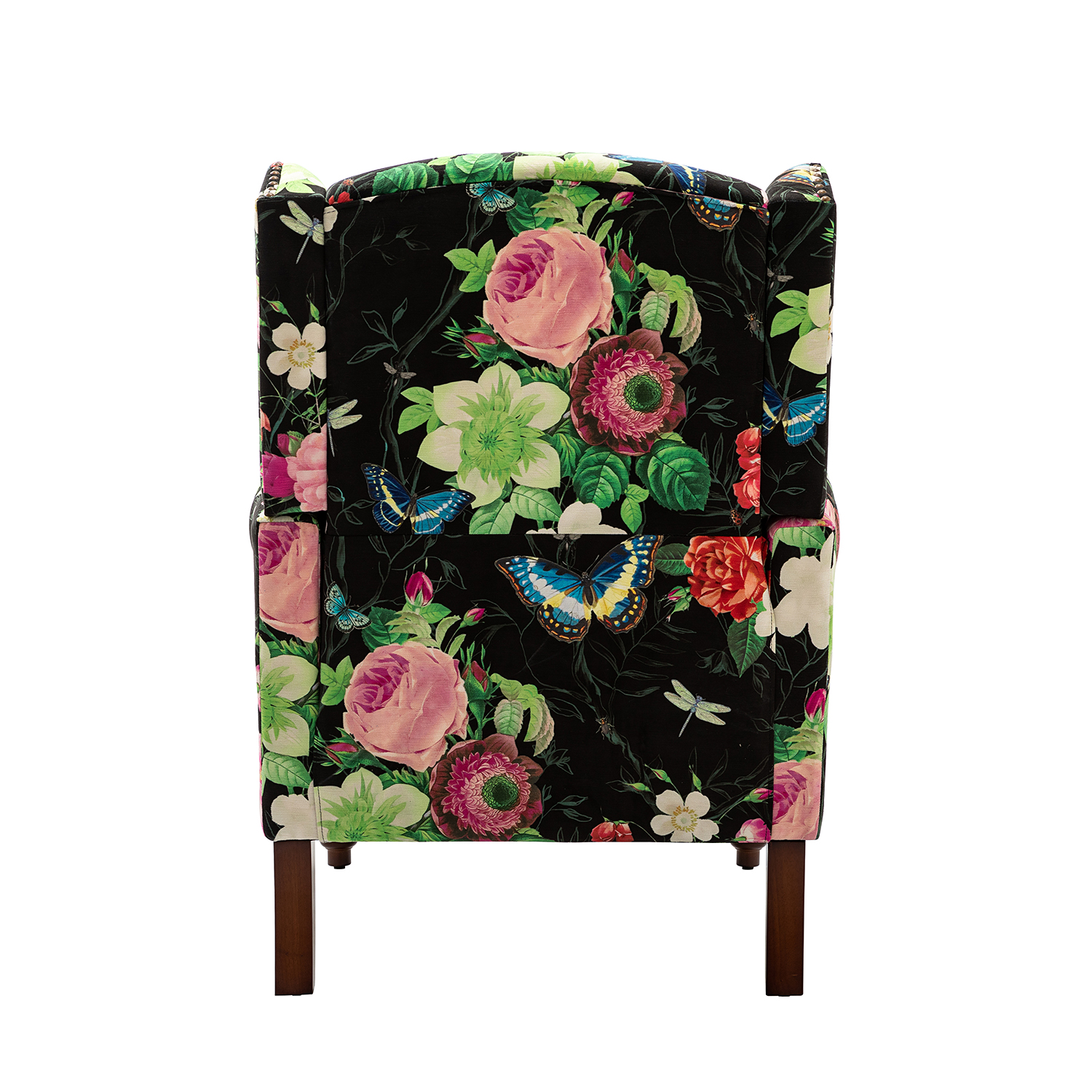 Theodor Black Floral Wingback Nailhead Accent Chair 4 Theodor Black Floral Wingback Nailhead Accent Chair - Image 4