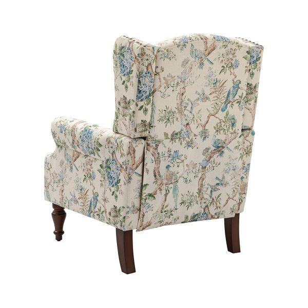 Theodor Floral Wingback Accent Chair Nailhead Trim 2