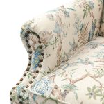 Theodor Floral Wingback Accent Chair Nailhead Trim