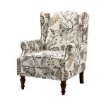 Theodor Green Floral Wingback Nailhead Accent Chair 7 Theodor Green Floral Wingback Nailhead Accent Chair