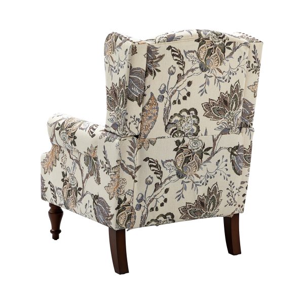 Theodor Green Floral Wingback Nailhead Accent Chair 2