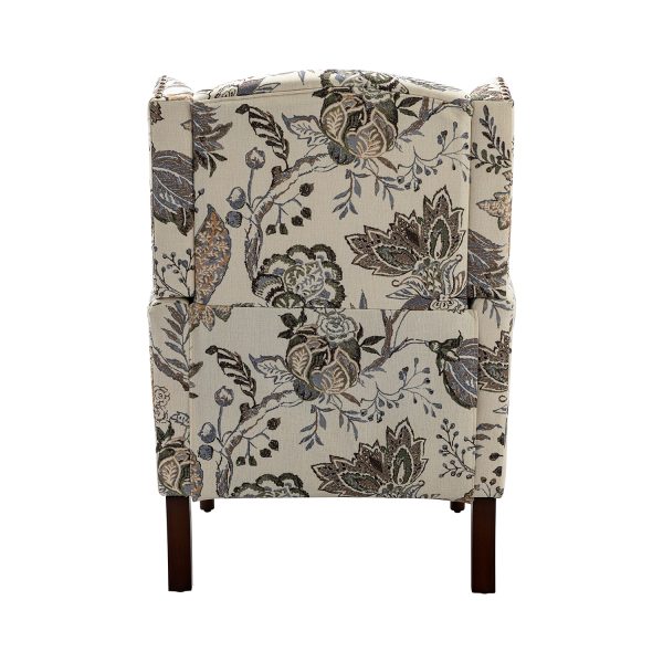 Theodor Green Floral Wingback Nailhead Accent Chair 3