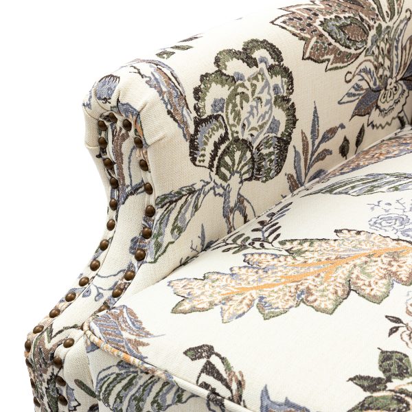 Theodor Green Floral Wingback Nailhead Accent Chair 4