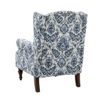 Theodor Navy Floral Wingback Accent Chair Copper Nailhead Trim 8 Theodor Navy Floral Wingback Accent Chair Copper Nailhead Trim