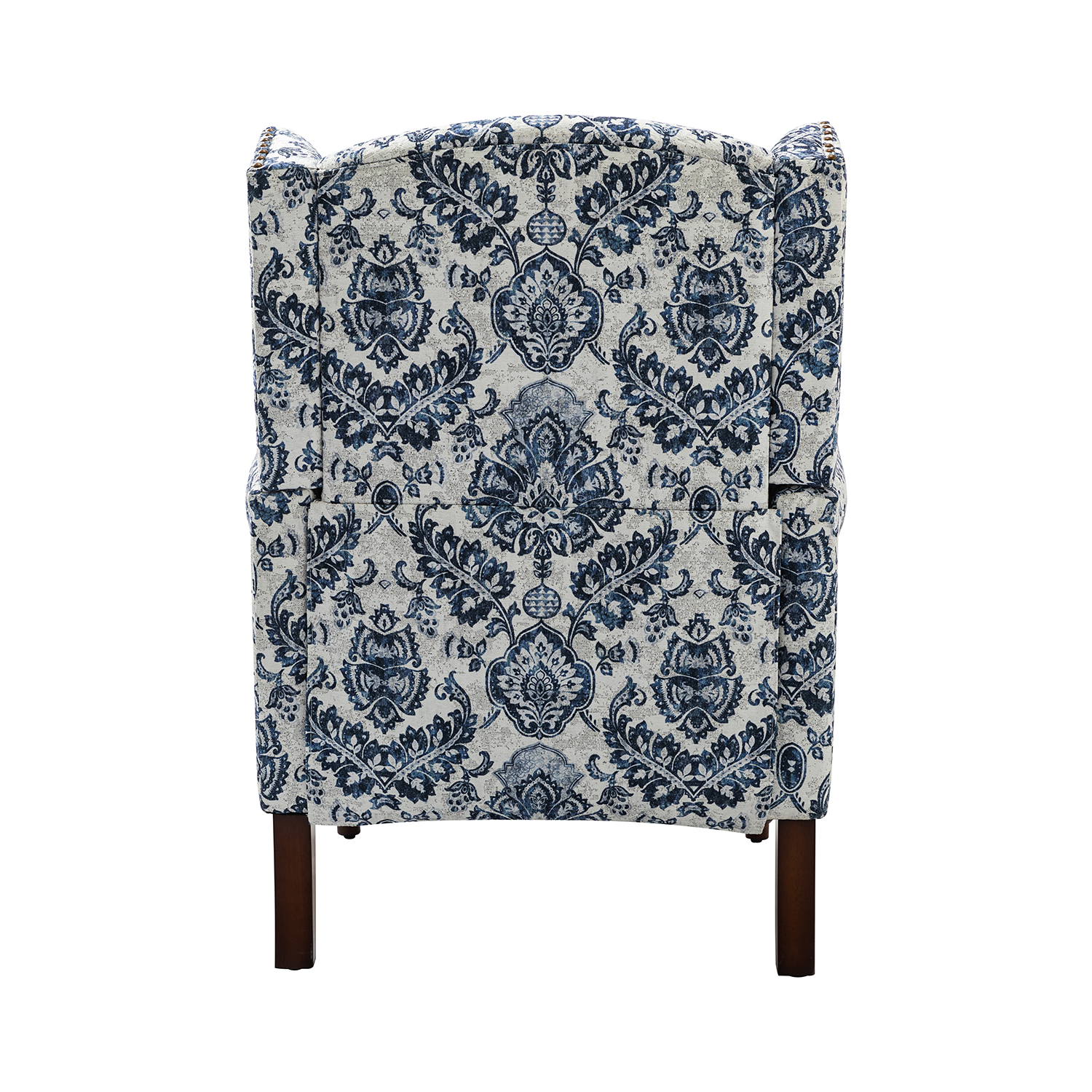 Theodor Navy Floral Wingback Accent Chair Copper Nailhead Trim 4 Theodor Navy Floral Wingback Accent Chair Copper Nailhead Trim - Image 4