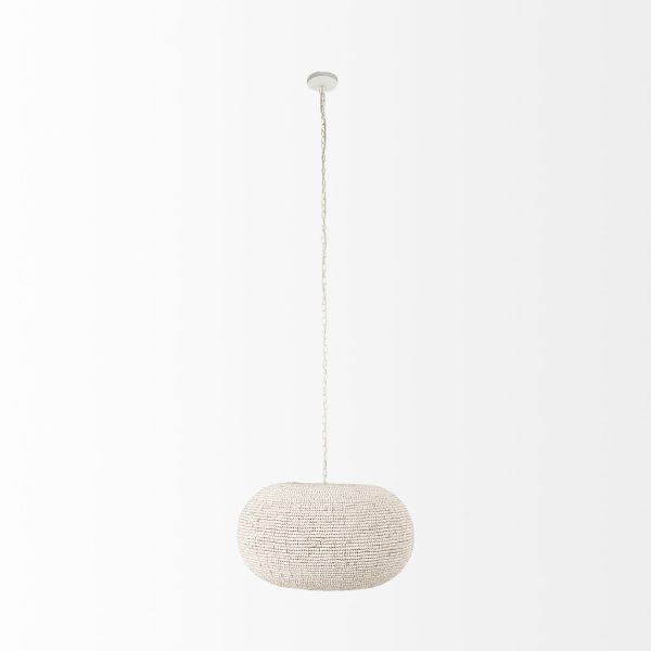Theta 30.0 L x 30.0 W x 15.0 H White Washed Beaded Chandelier 2
