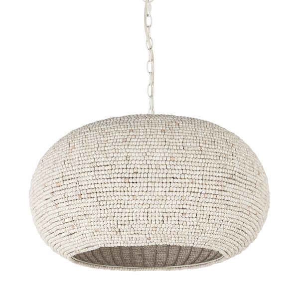 Theta 30.0 L x 30.0 W x 15.0 H White Washed Beaded Chandelier