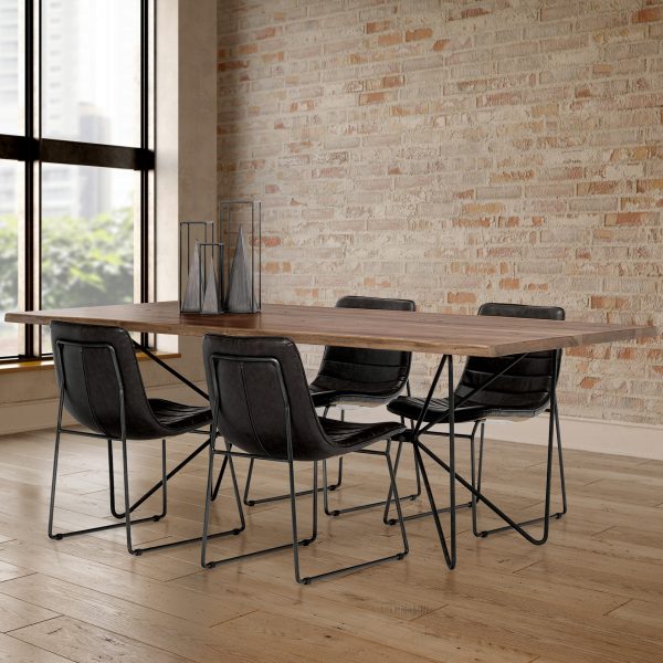 Thornton I Dark Brown Faux Leather Seat Black Iron Frame Dining Chair 1