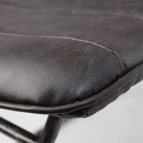 Thornton I Dark Brown Faux Leather Seat Black Iron Frame Dining Chair 3