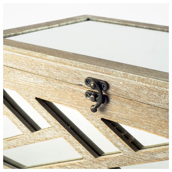 Tiffany Set of 2 Off White Wooden W Mirror Inlay Chevron Boxes 3