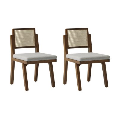 Timo Acorn Rattan Backrest Dining Chair with Washable Cushion