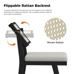 Timo Black Rattan Backrest Modern Dining Chair