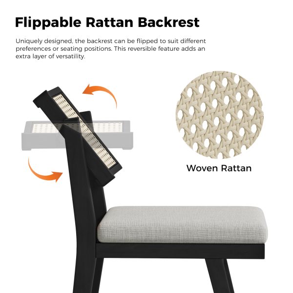 Timo Black Rattan Backrest Modern Dining Chair 2