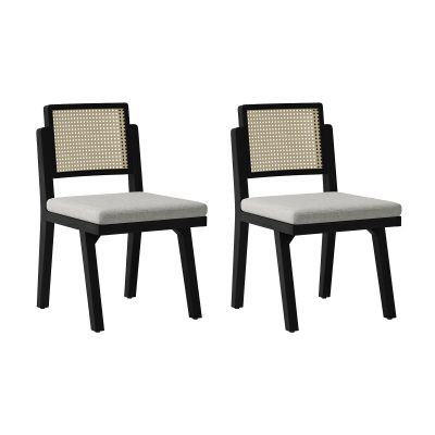Timo Black Rattan Backrest Modern Dining Chair